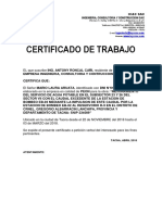 Certificado de trabajo IC&C SAC