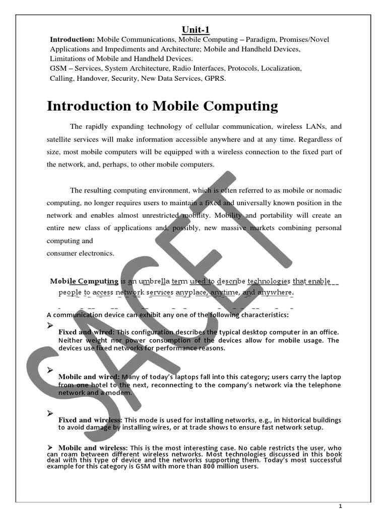 Unit-1 Mobile Communications | PDF | General Packet Radio Service ...