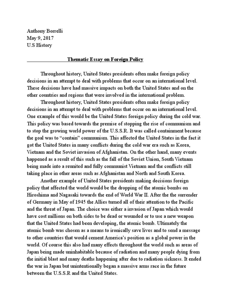 essay topics about foreign policy