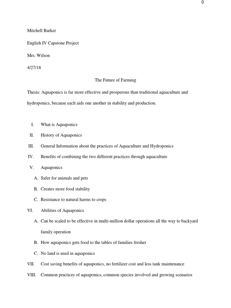 Capstone Project Research Paper PDF Aquaponics Hydroponics