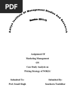 Assignment of Marketing Management ON Case Study Analysis On Pricing Strategy of NOKIA'