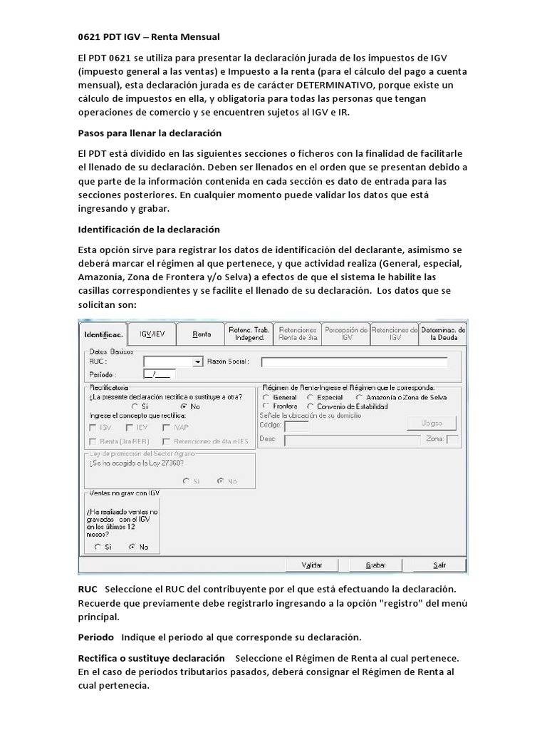 Guía para Llenar el PDT 0621 IGV | PDF | Impuesto sobre la renta ...