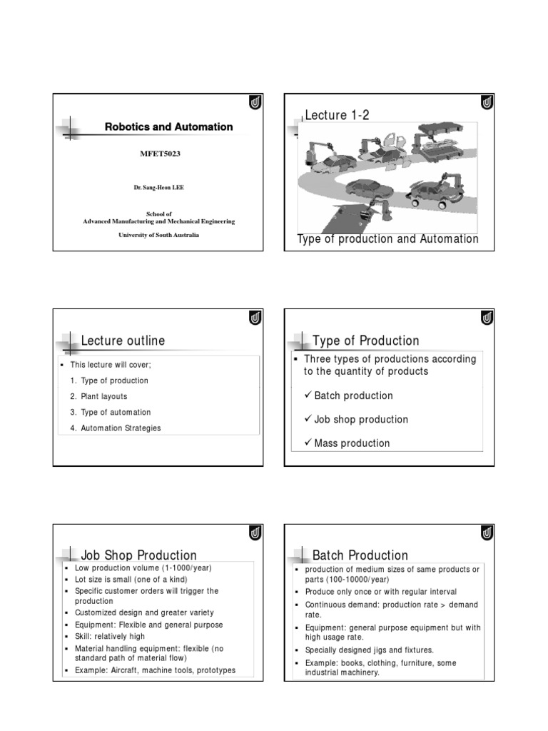 Lecture 1-2: Robotics and Automation Robotics and Automation | PDF ...