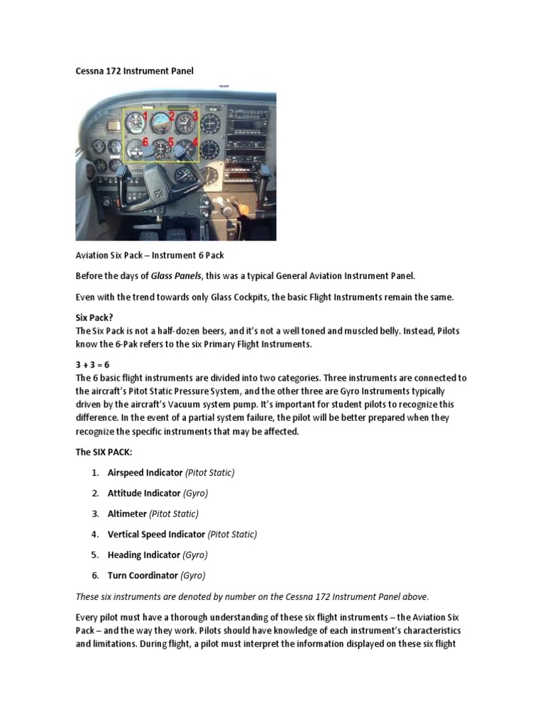 Cessna 172 Instrument Panel PDF Airspeed Altimeter