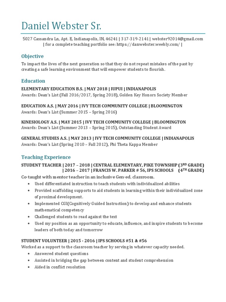 Danielsnewresume | PDF | Teachers | Pedagogy
