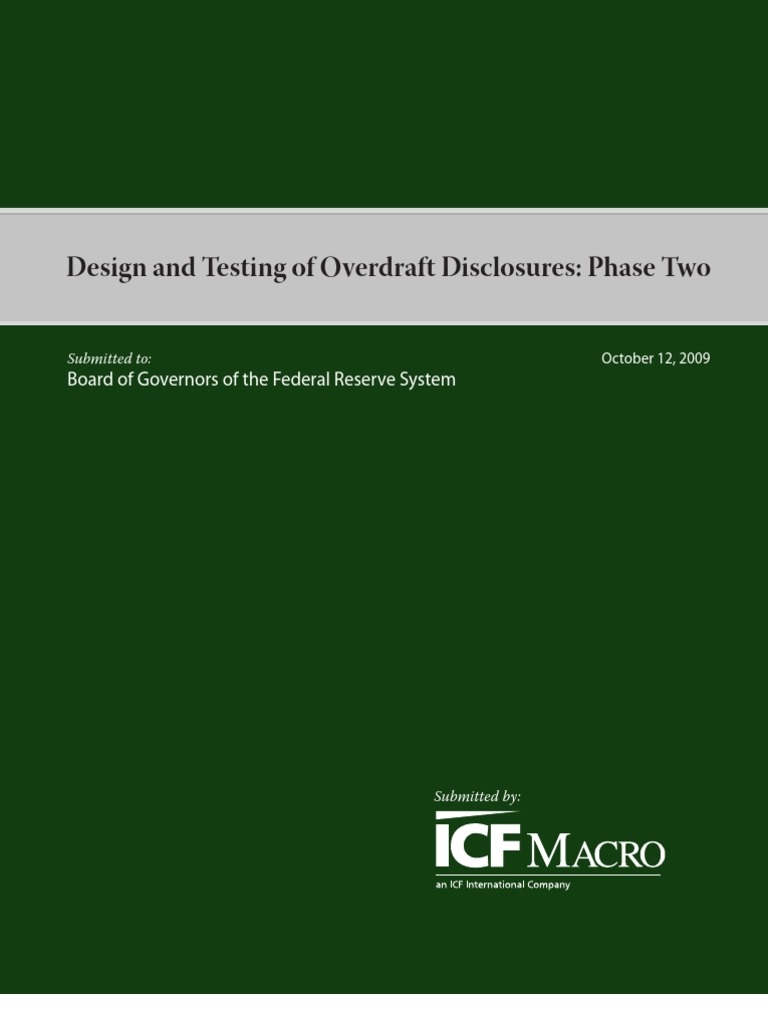 Design and Testing of Overdraft Disclosures: Phase Two: Board of ...
