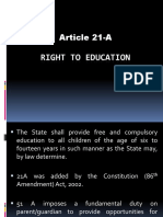 Right to Education and Protection from Arrest Under Articles 21-A and 22
