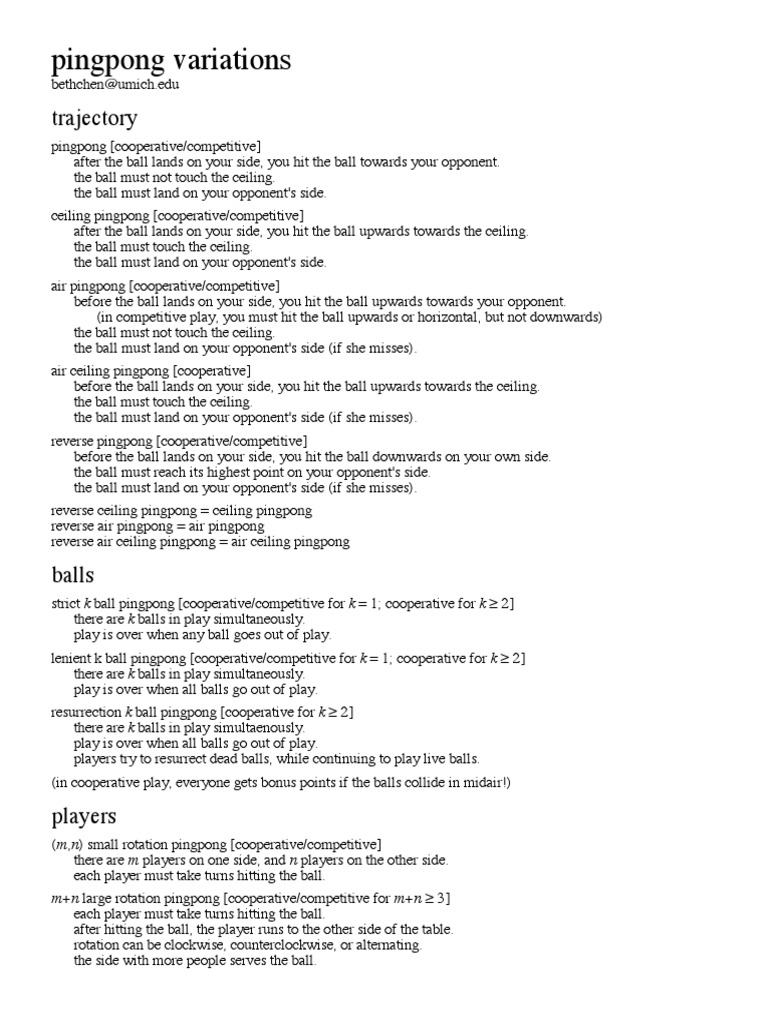 Pingpong Variations: Trajectory | PDF | Table Tennis | Sports Equipment