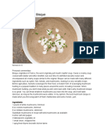 Mushroom Bisque Recipe Card