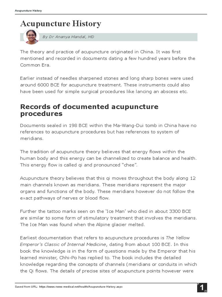 Acupuncture History PDF Acupuncture Qi