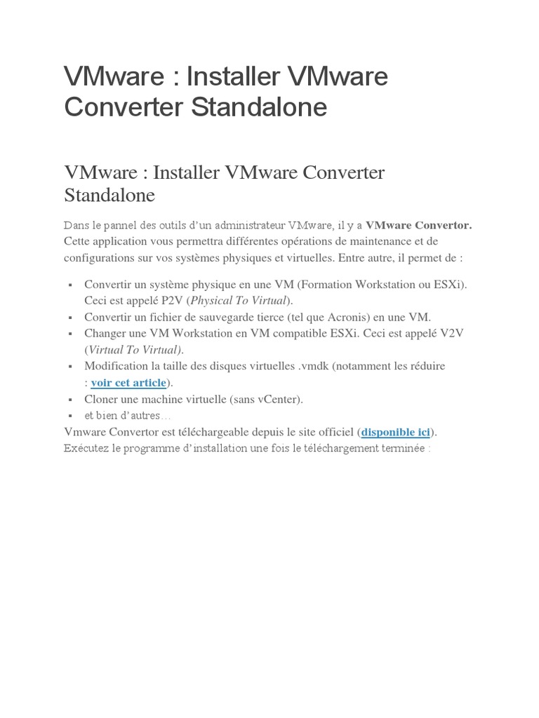 Installer VMware Converter Standalone PDF
