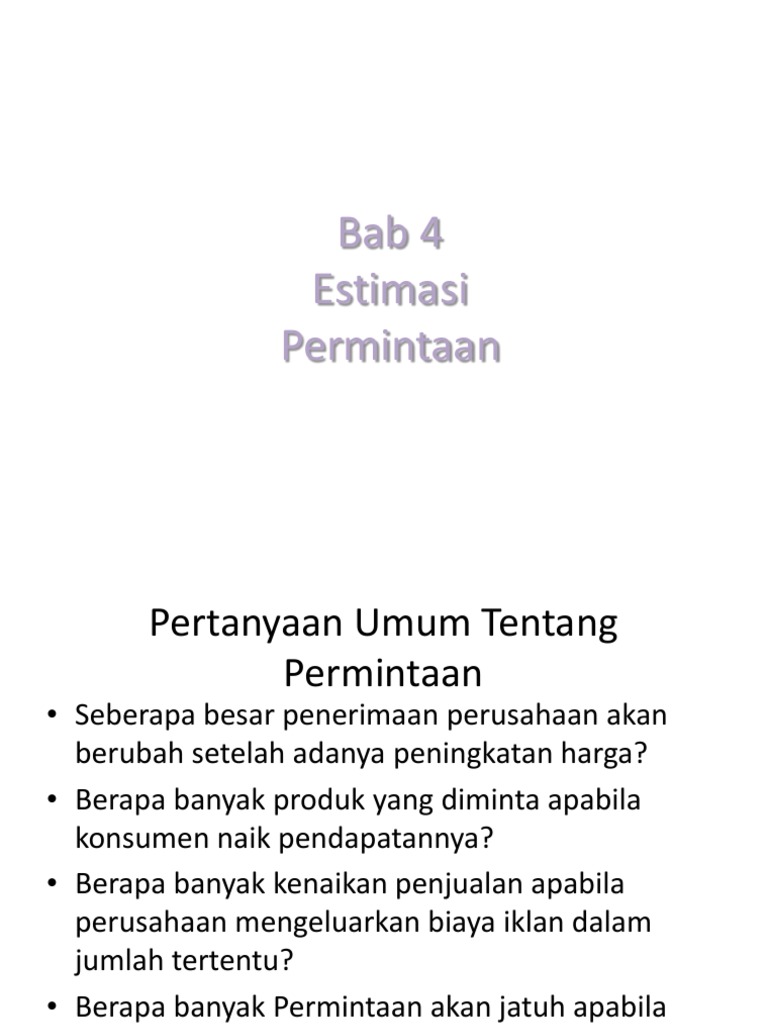 Bab 4 Estimasi Permintaan