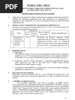 Official Notification For Mumbai Port Trust Recruitment