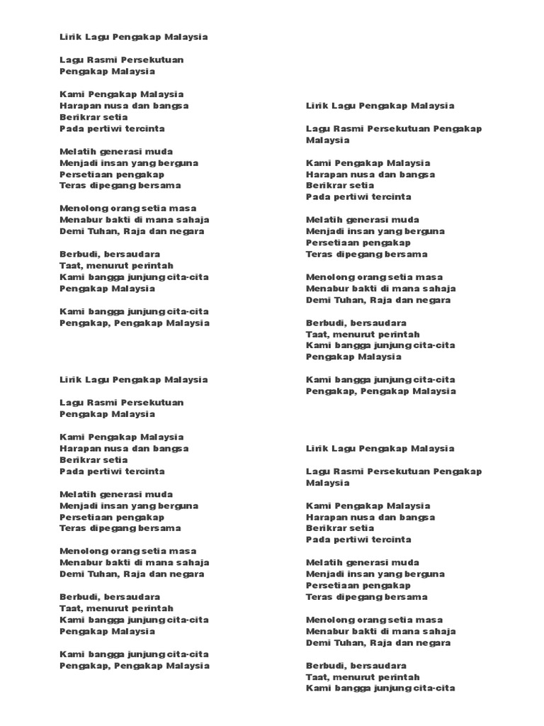 Lirik Lagu Pengakap Malaysia