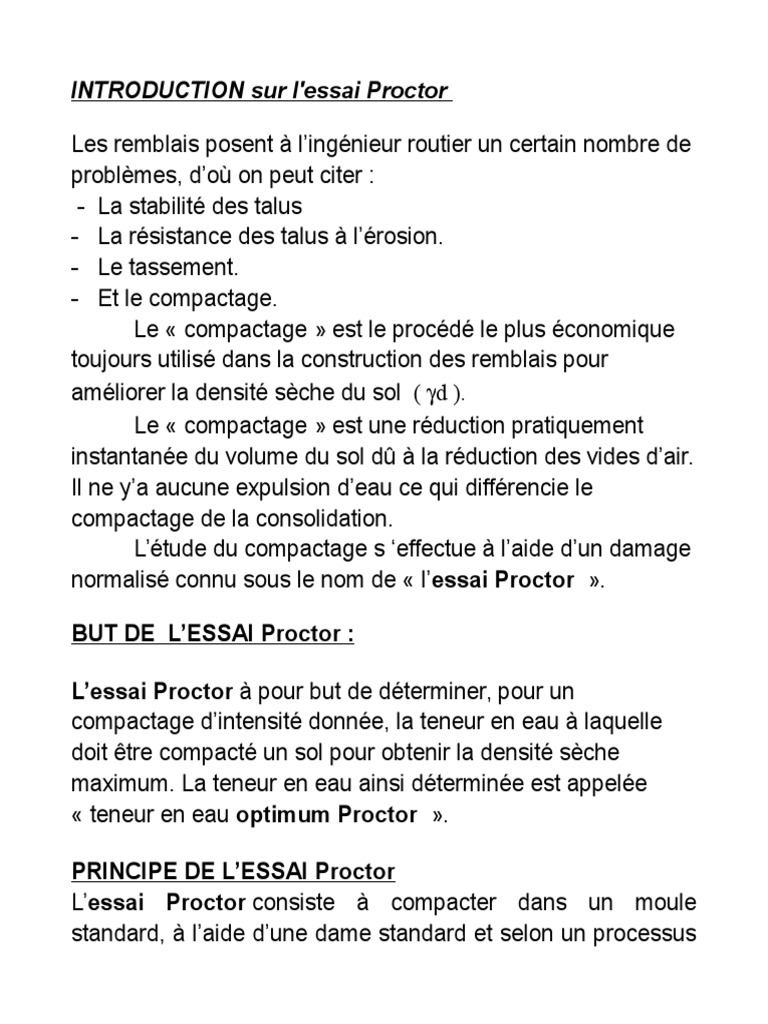 Essai Proctor | PDF | Science | Ingénierie