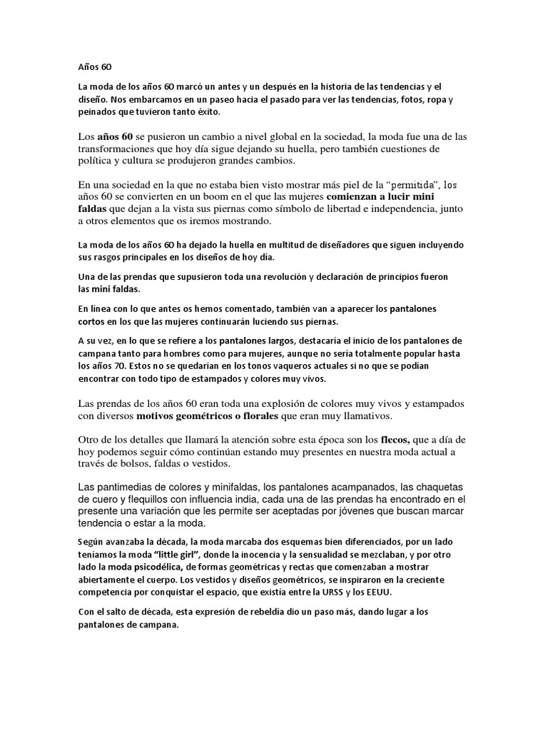 Moda de los Años 60: Estilo y Revolución | PDF | Moda | Bota