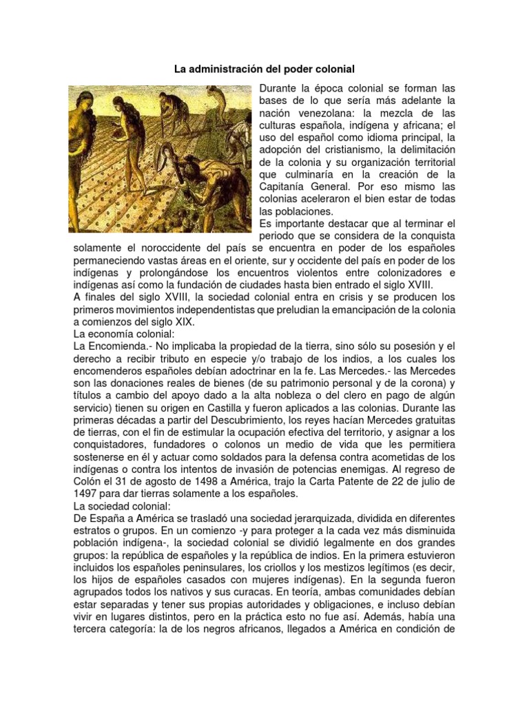 La Administración Del Poder Colonial | PDF | Colonialismo ...