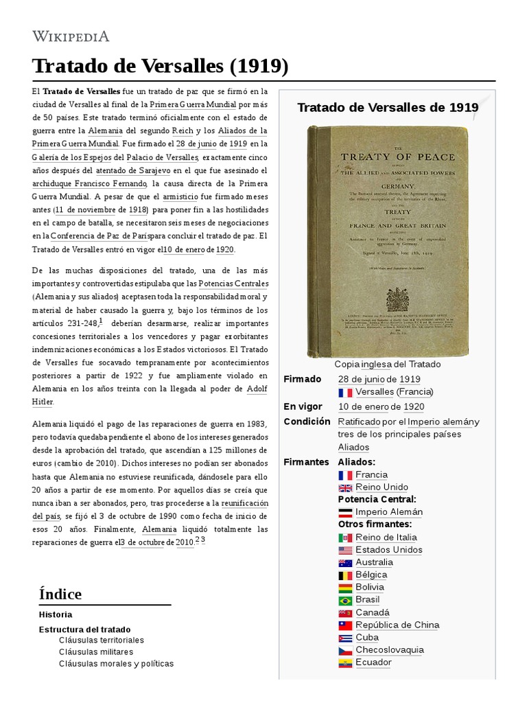 Tratado de Versalles (1919) Tratado de Versalles Políticas globales