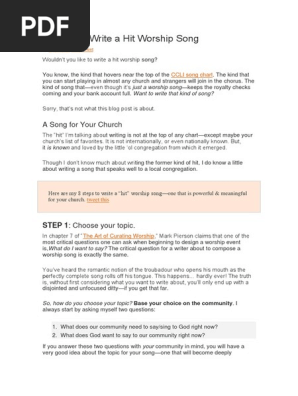 8 Steps to Write a Hit Worship Song