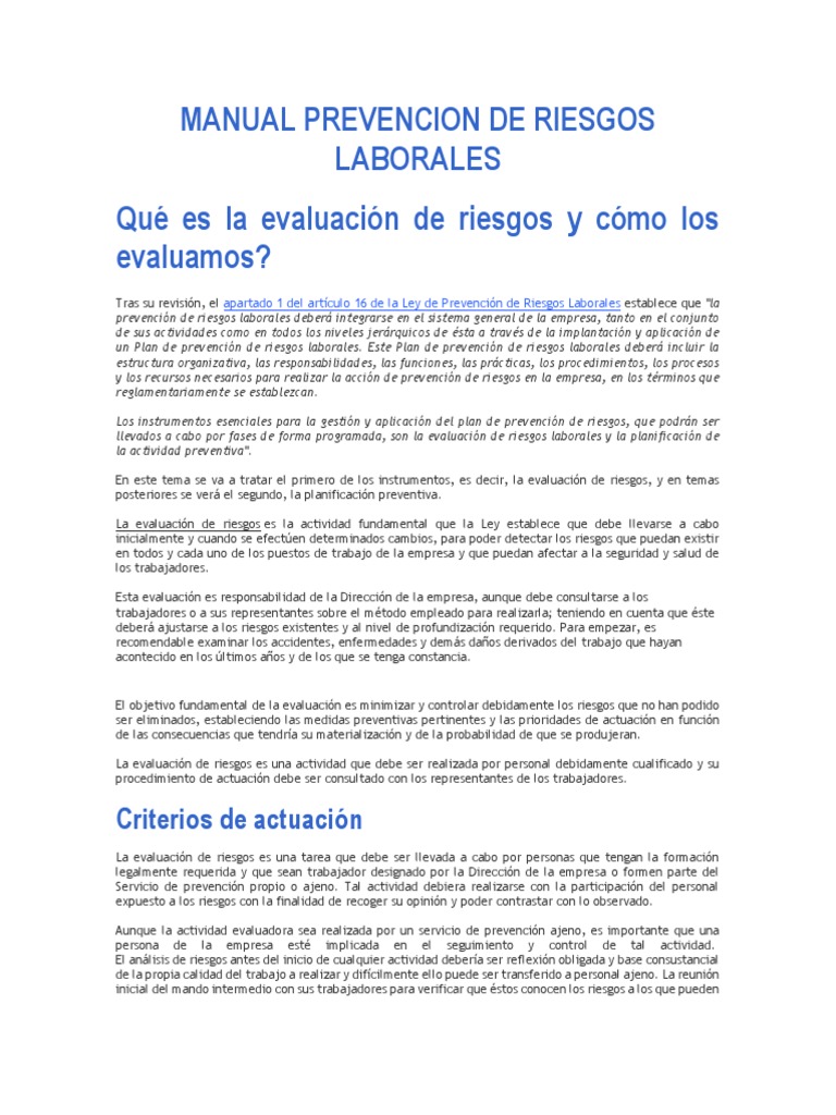 enchufe viceversa Arrugas Manual Prevencion de Riesgos Laborales | PDF | Derecho laboral |  Planificación