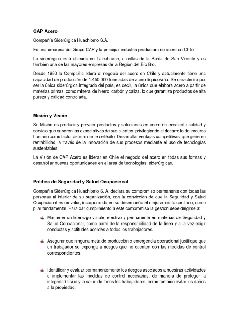 CAP Acero: Líder en Siderurgia en Chile | PDF | Acero | Calidad (comercial)