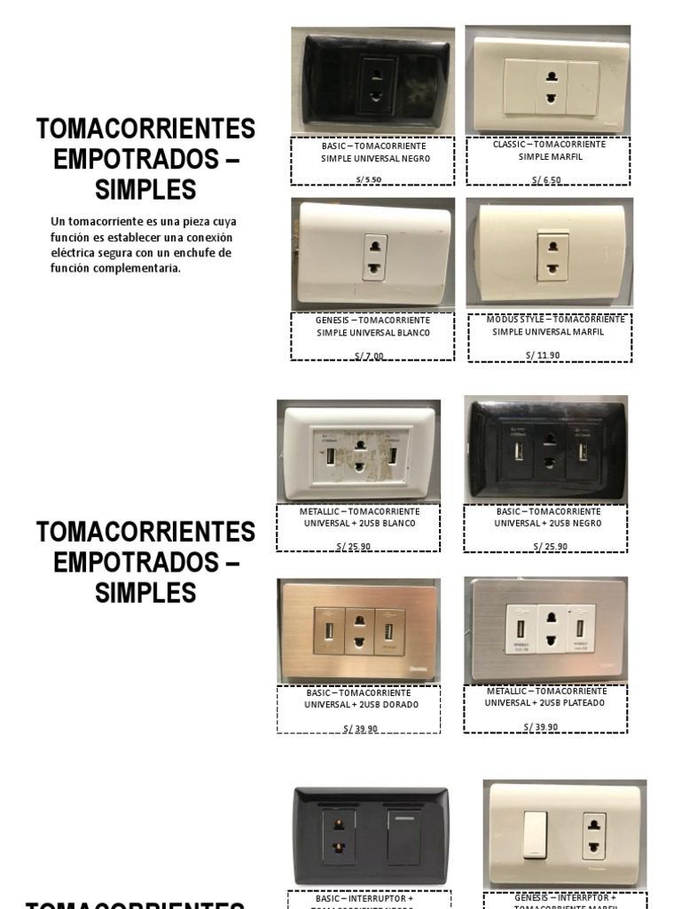 Tomacorrientes Empotrados - Simples PDF Enchufes y tomas de