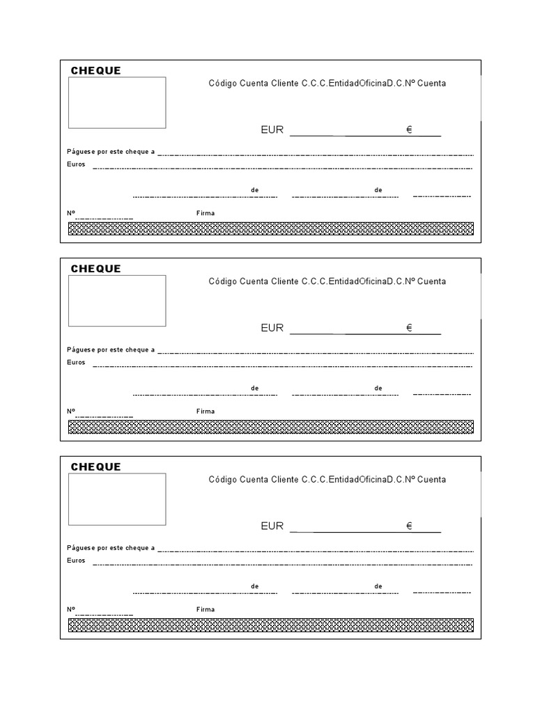 Plantilla Cheque | PDF | Coleccionar | Bancario