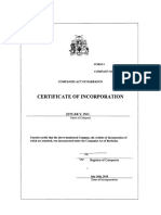 Compañía Jetcar V INC. Documento de Registro Mercantil de Barbados