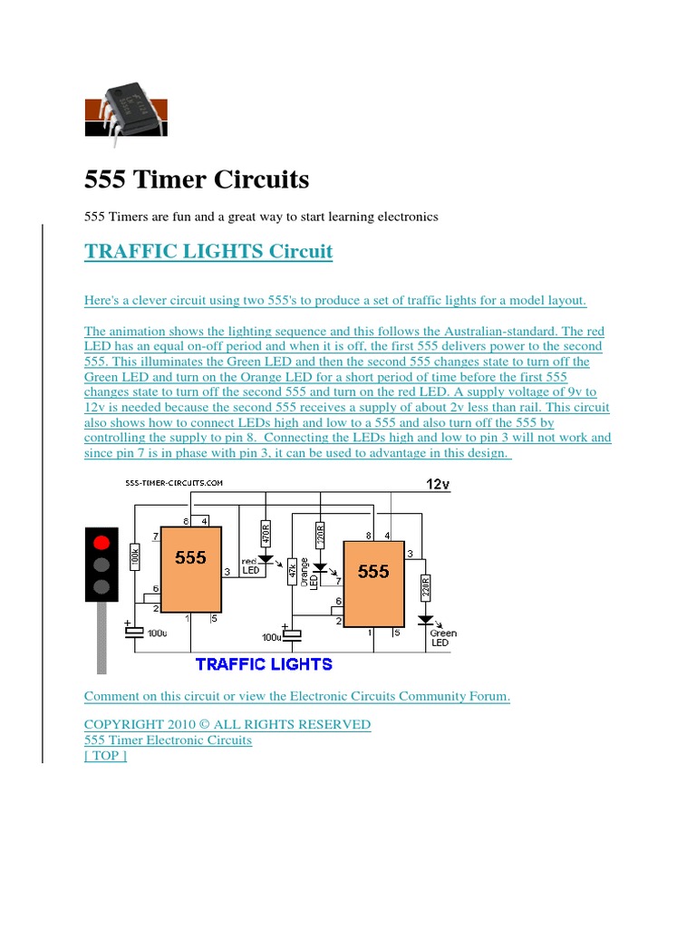 555 Timer Circuits: Traffic Lights Circuit | PDF
