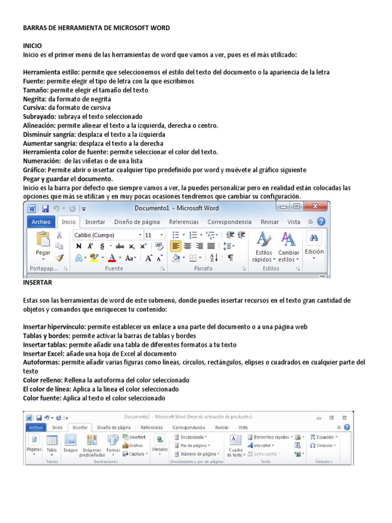 Barras de Herramienta de Microsoft Word y Iconos de Word | PDF
