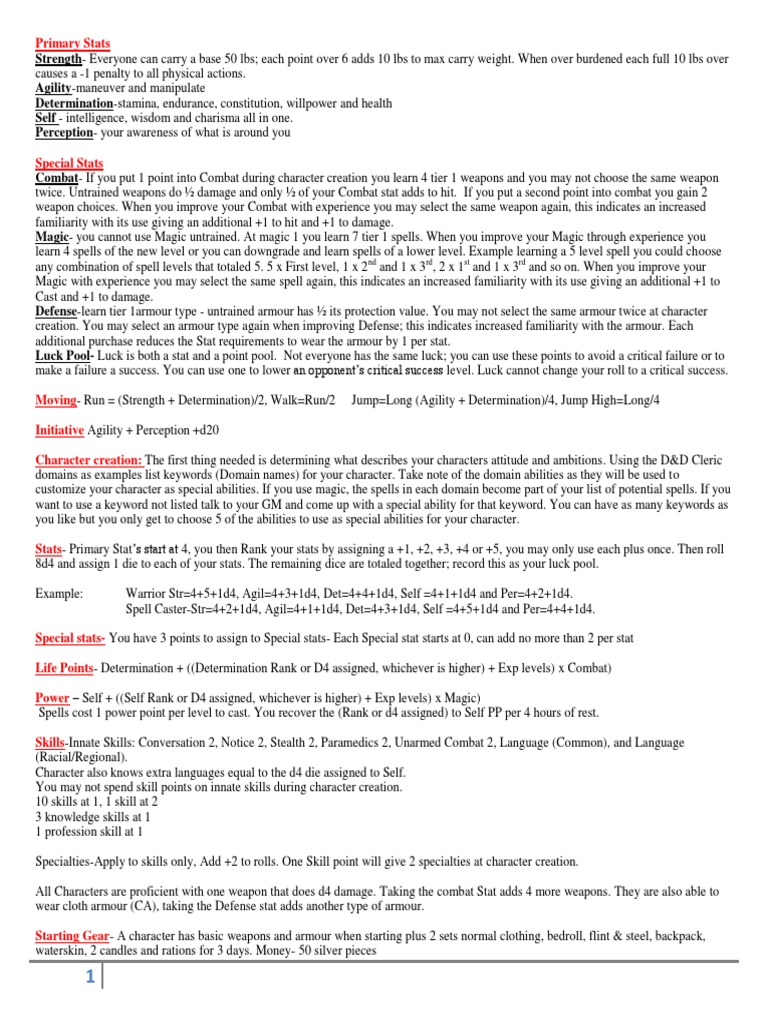 RPG Character Stats Overview | PDF | Shield | Orc (Middle Earth)