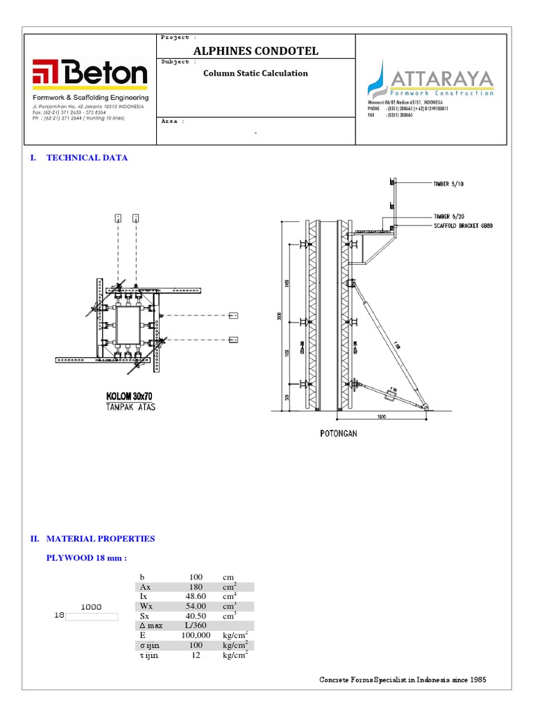 Coloum Static Calculation | Download grátis PDF | Physics | Applied And ...