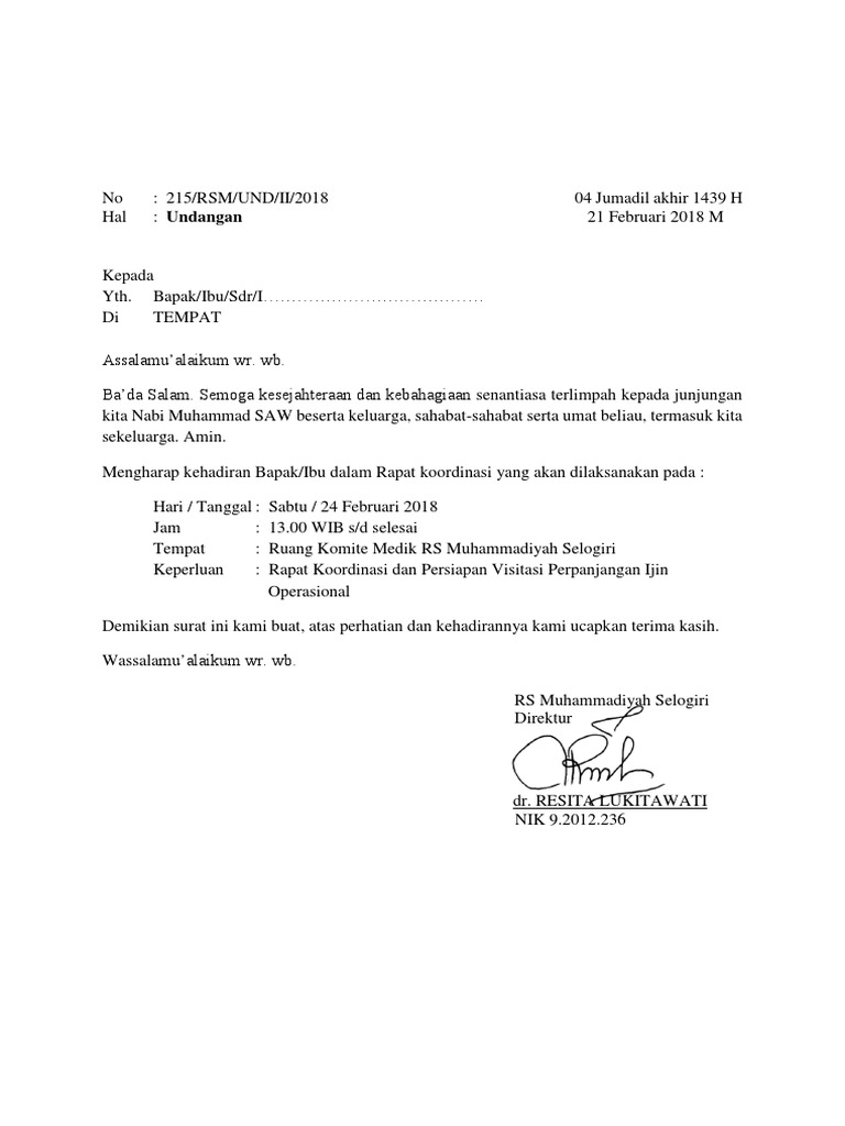 66 Contoh Undangan Rapat Yayasan Gratis Terbaru