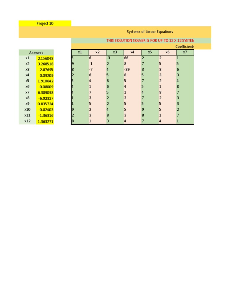 X12 Linear Equation Solver | PDF | Mathematical Objects | Teaching ...
