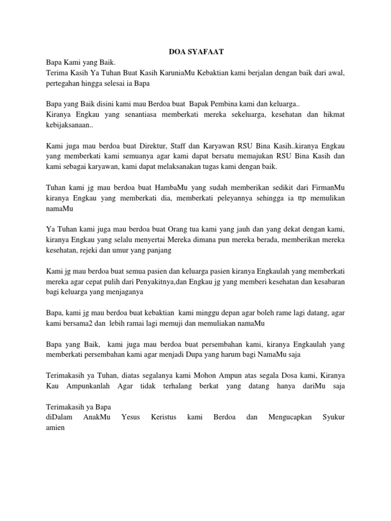 Dota 2 List Doa Syafaat Ibadah Keluarga