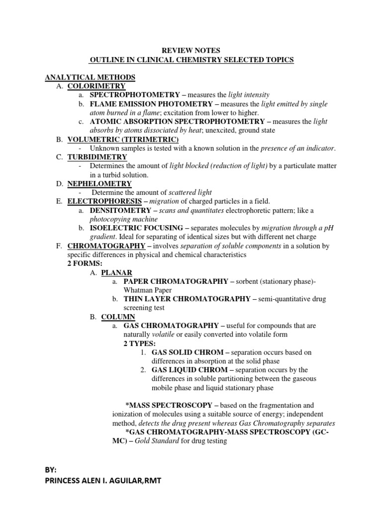 Clinical Chemistry KeyNotes For Board Examination | PDF ...