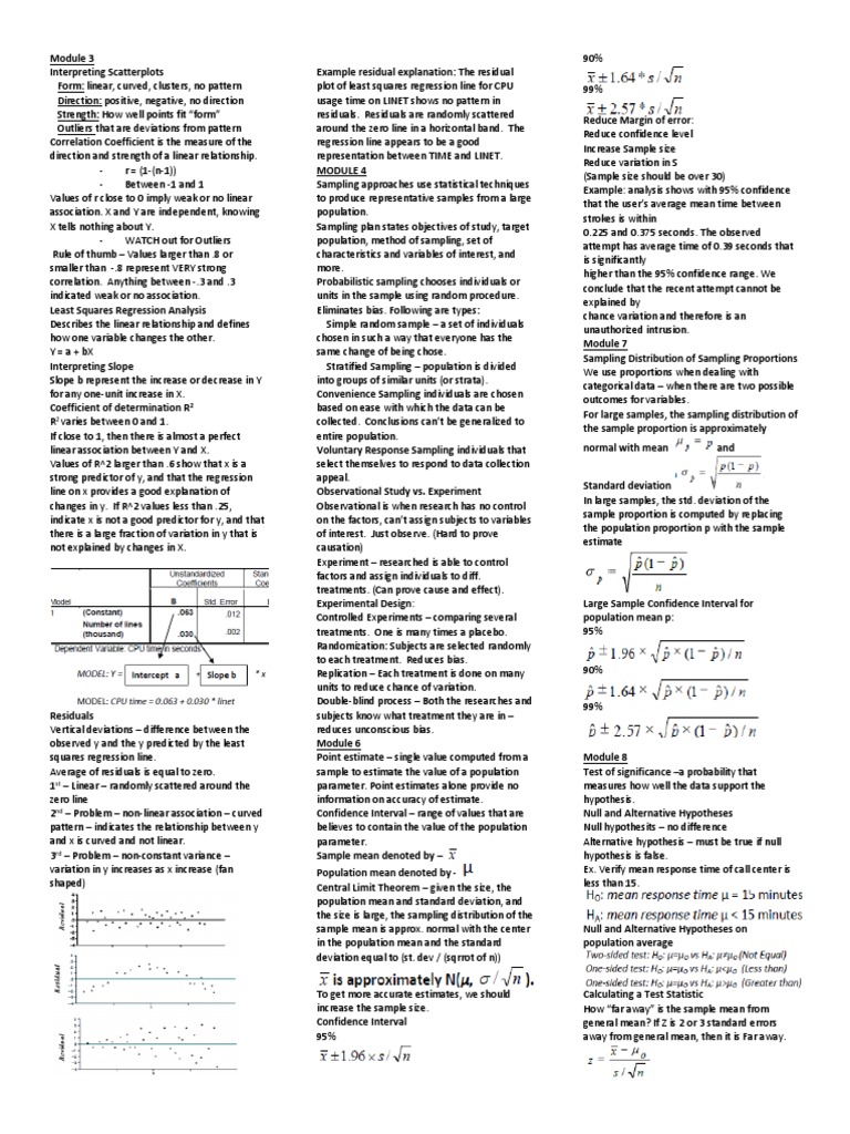 35758004 College Statistics Cheat Sheet P Value Statistical