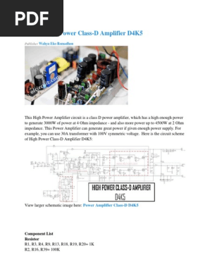 4500w High Power Class D Amplifier D4k5 Electronic Circuit Amplifier Electronic Circuits
