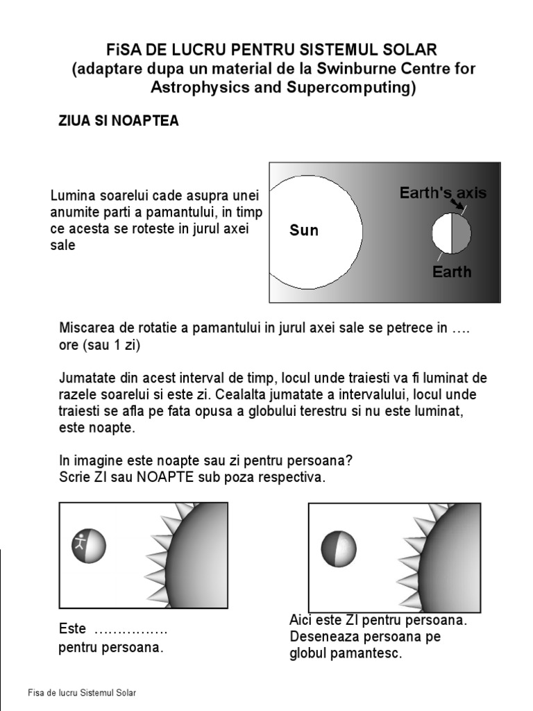 Fisa De Lucru Planetele Sistemului Solar Sistemul Solar Fisa de Lucru | PDF