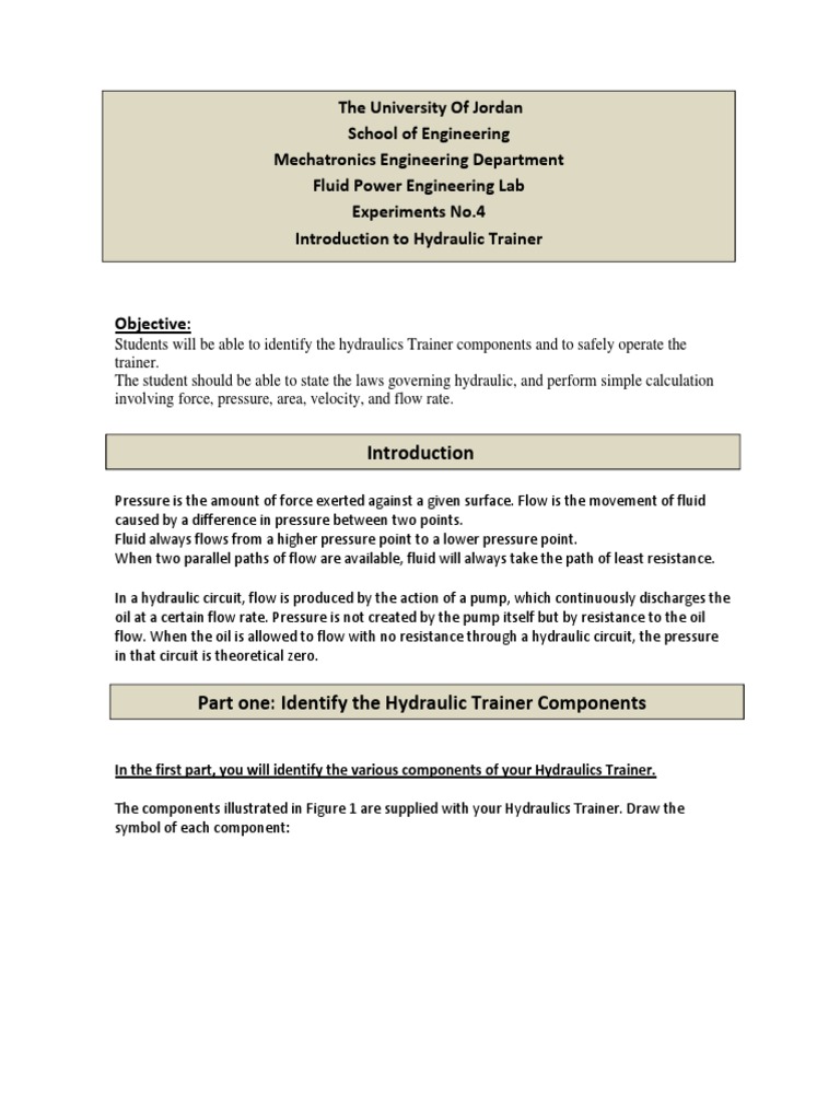 Introduction To Hydraulic Trainer New 2017 PDF | PDF | Valve | Pump