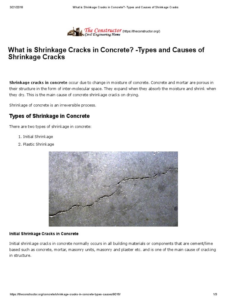 What Is Shrinkage Cracks in Concrete - Types and Causes of Shrinkage ...