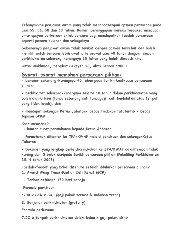 Bersara Awal Pdf