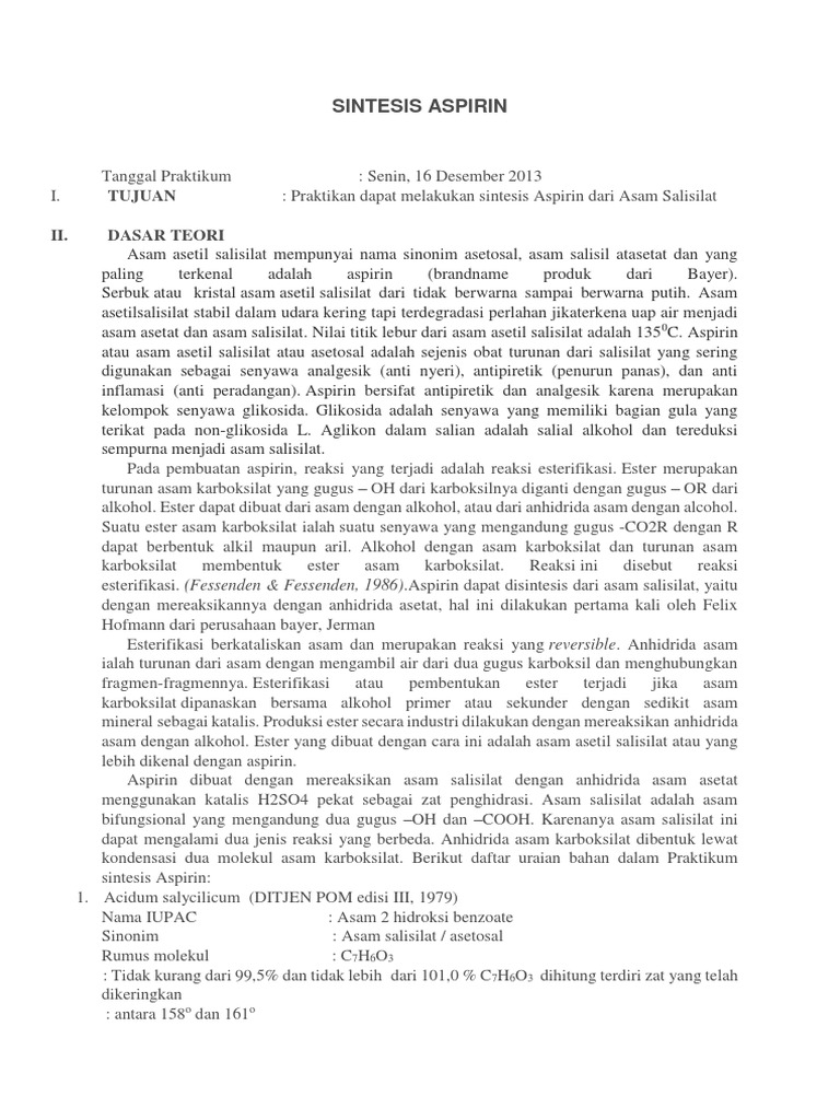 Sintesis Aspirin PDF