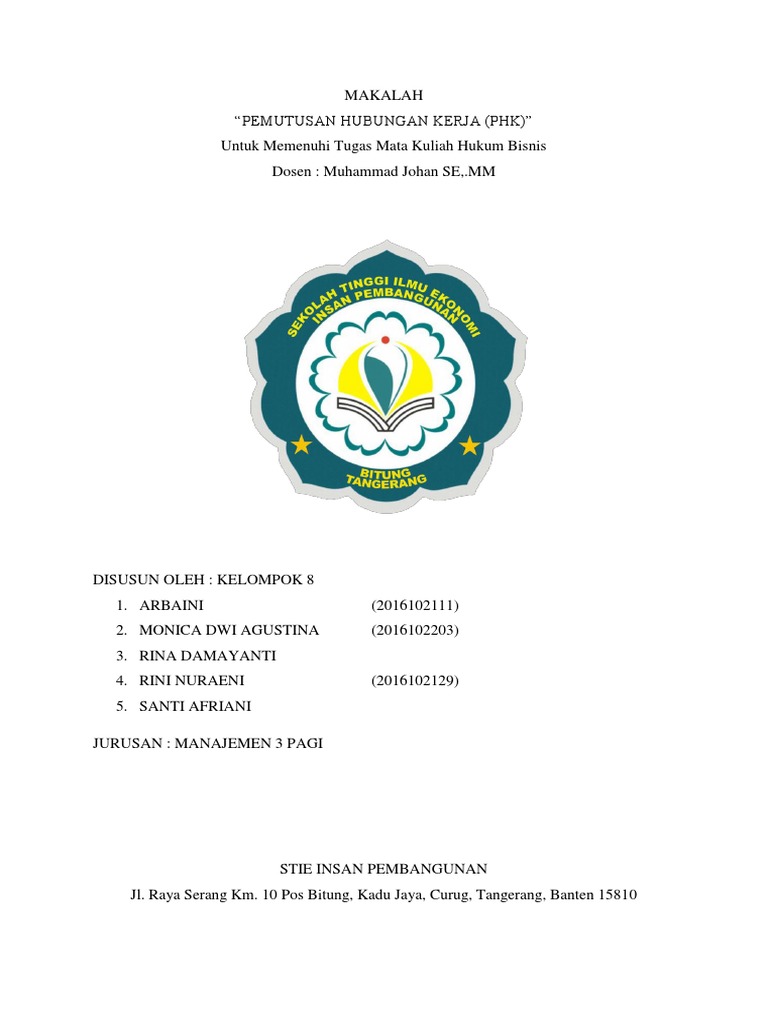 Cover Makalah Phk Docx