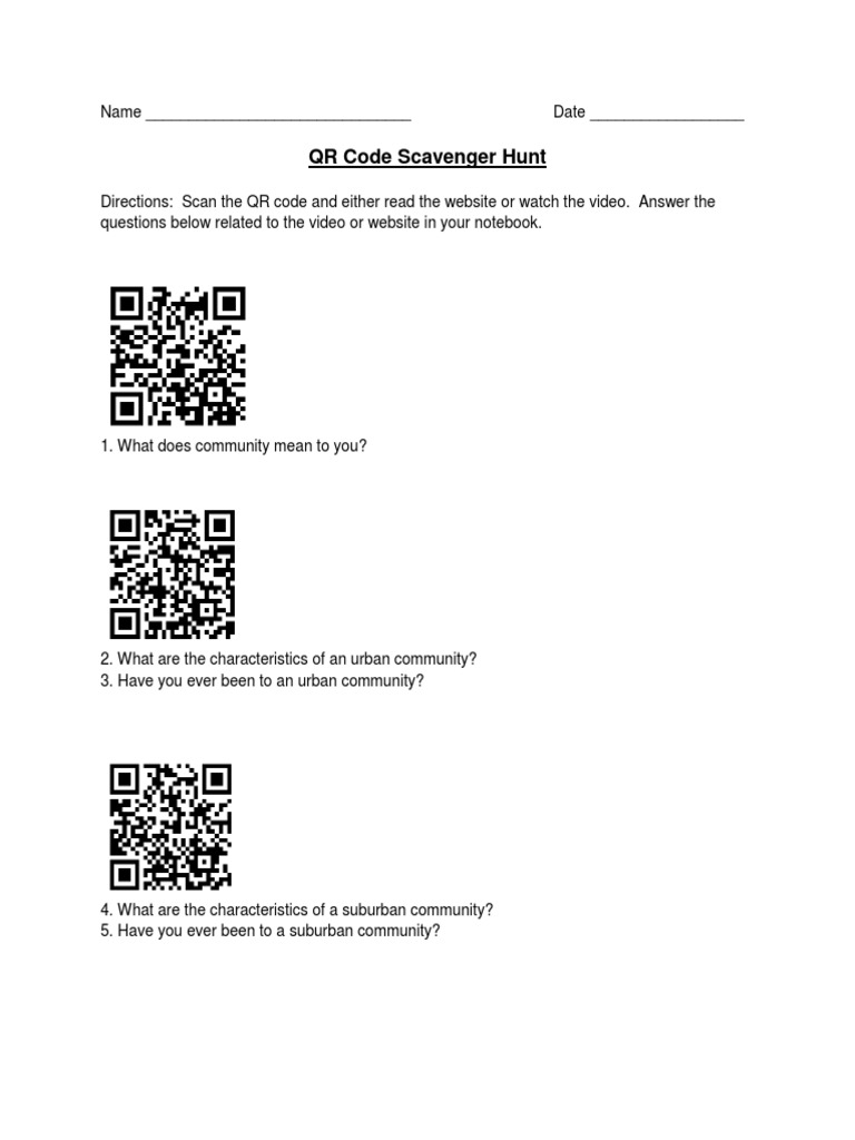QR Code Scavenger Hunt: Community Exploration | PDF