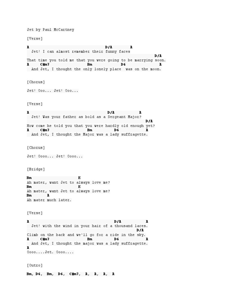 Jet by Paul McCartney | PDF