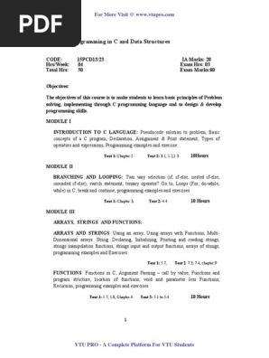 Programming in c Data Structures 15pcd13 Notes