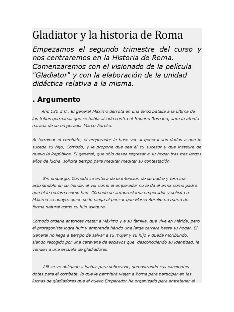 Gladiator y La Historia de Roma | PDF | Roma antigua, image size:768x1024