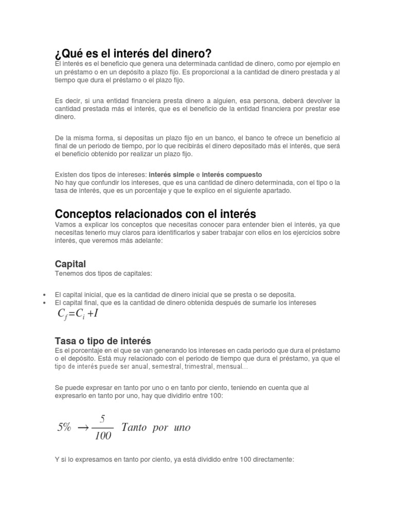 Concepto de interés del dinero | PDF | Tasas de interés | Interés