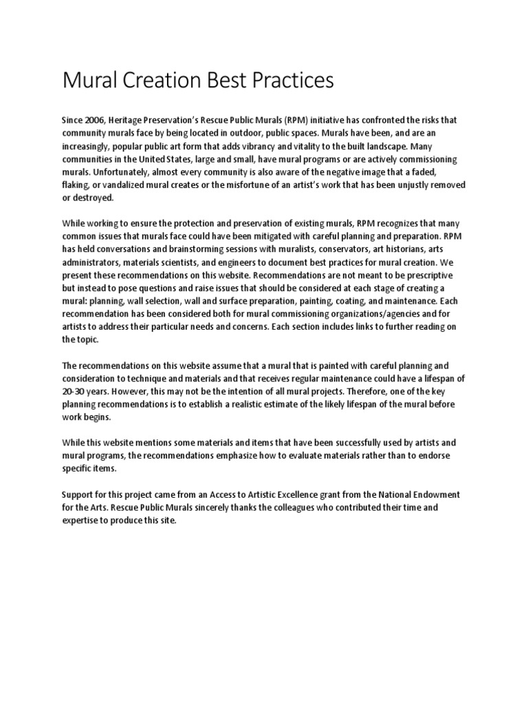 Mural Creation Best Practices Full Document | PDF | Mural | Paint